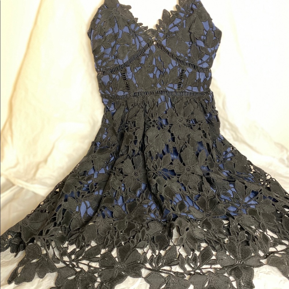 Beautiful blue and black lace dress